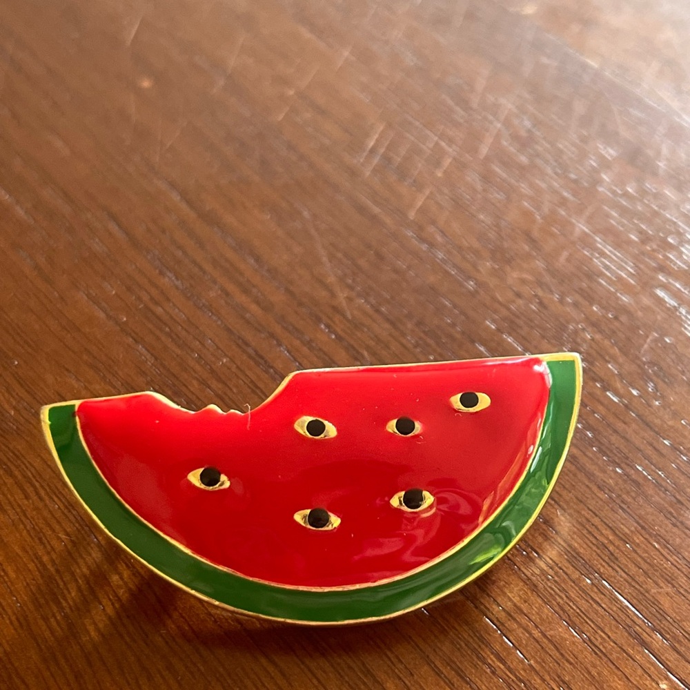 Vibrant Watermelon Enamel Brooch